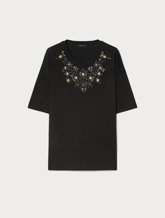 Embroidered jersey T-shirt - Marina Rinaldi
