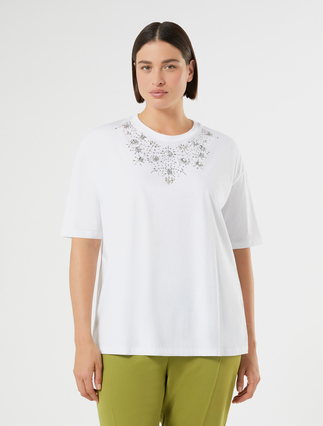 Embroidered jersey T-shirt - OPTICAL WHITE