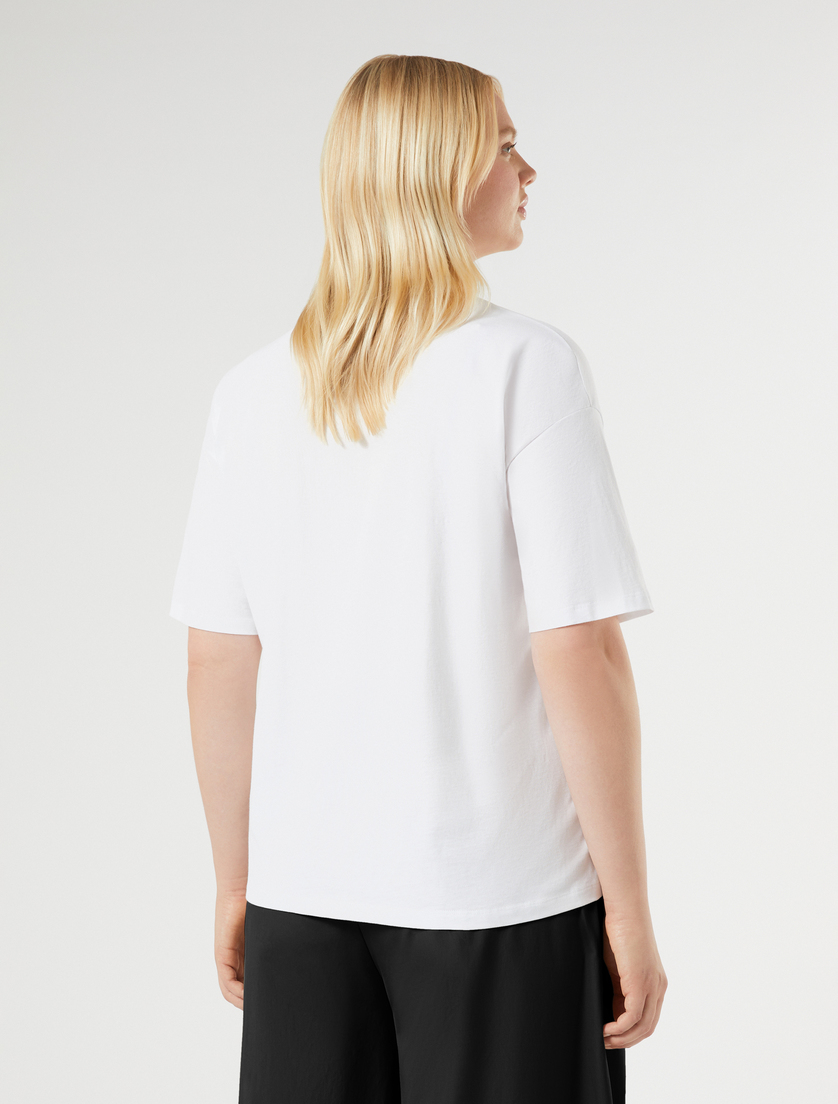 Embroidered jersey T-shirt - OPTICAL WHITE - Marina Rinaldi - 4