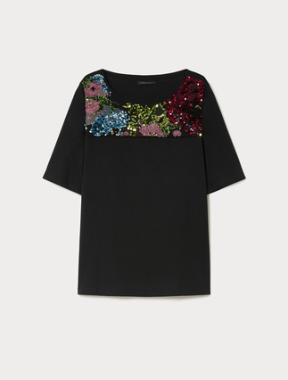 Embroidered jersey T-shirt - Marina Rinaldi