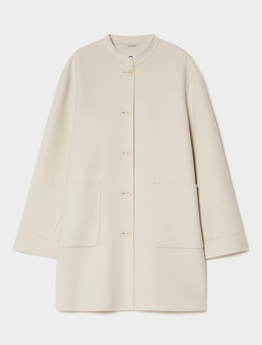 Double-faced wool and cashmere coat - ECRU - Marina Rinaldi