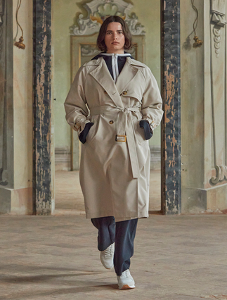 Water-repellent twill trench coat - BEIGE