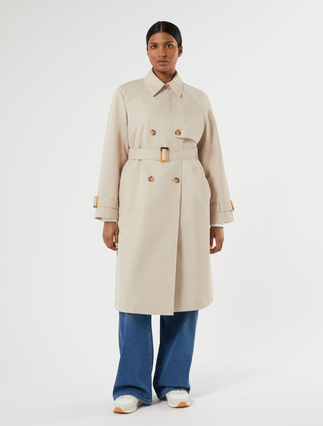 Water-repellent twill trench coat - BEIGE