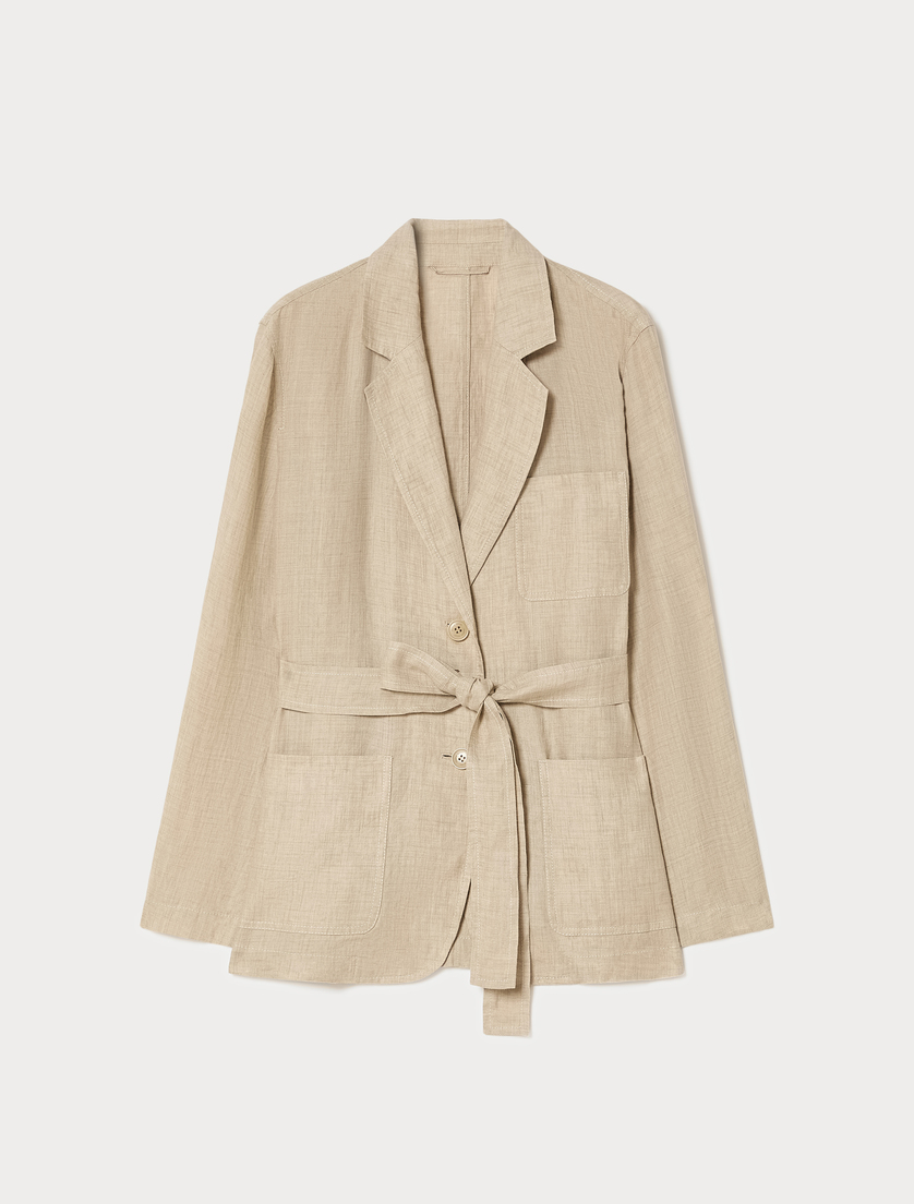 Open jacket in washed linen - SAND - Marina Rinaldi