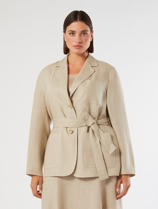 Open jacket in washed linen - SAND