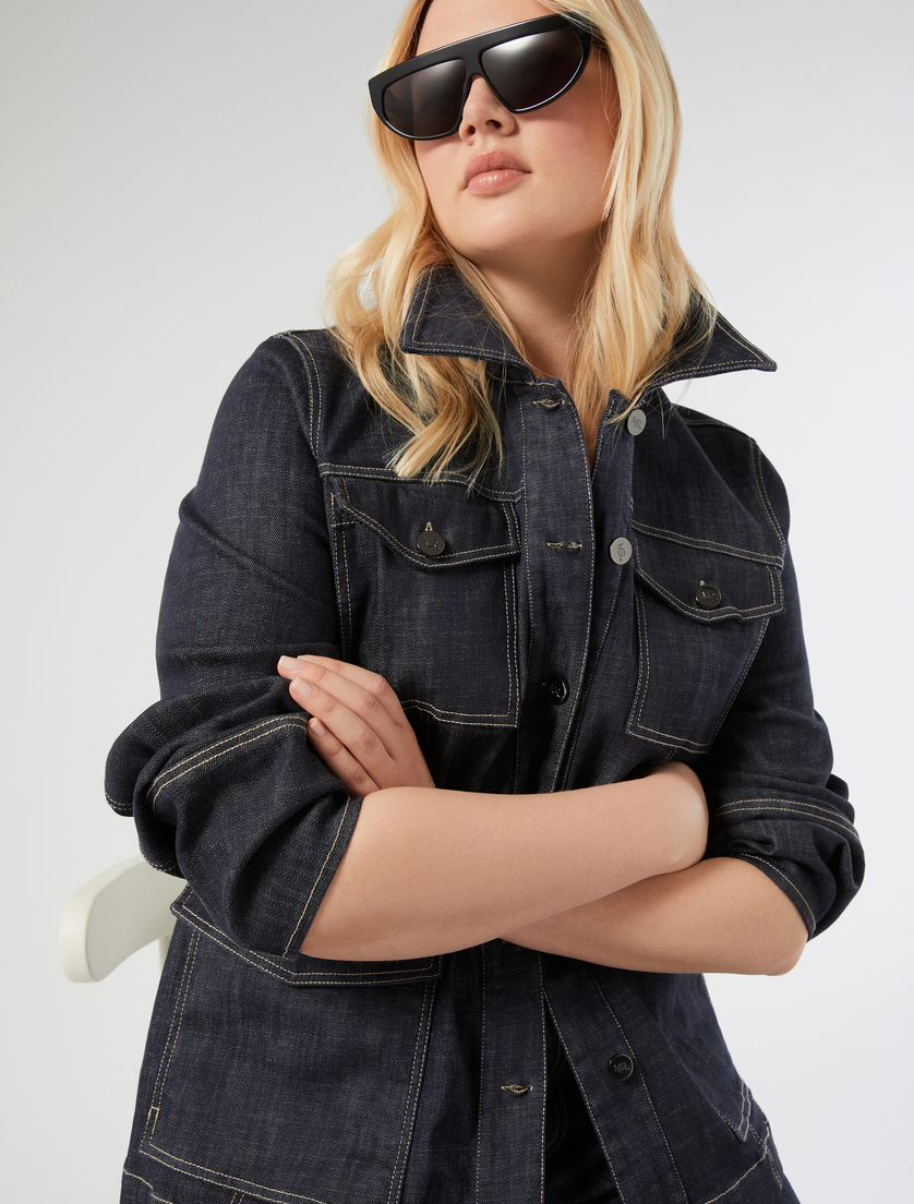 Stretch cotton jacket - MIDNIGHTBLUE - Marina Rinaldi - 5