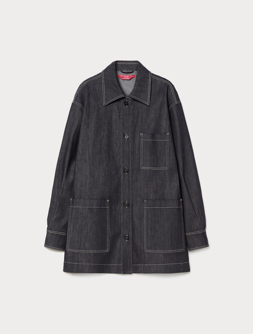 Stretch cotton jacket - NAVY - Marina Rinaldi