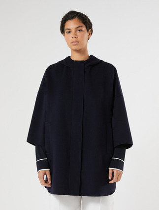 Giaccone in double di lana e cachemire - BLU NOTTE