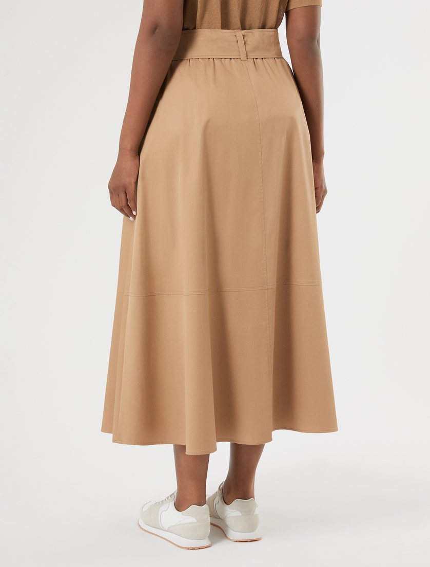 Jupe en gabardine de coton stretch - BISCUIT - Marina Rinaldi - 4