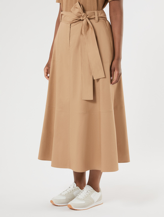 Jupe en gabardine de coton stretch - BISCUIT