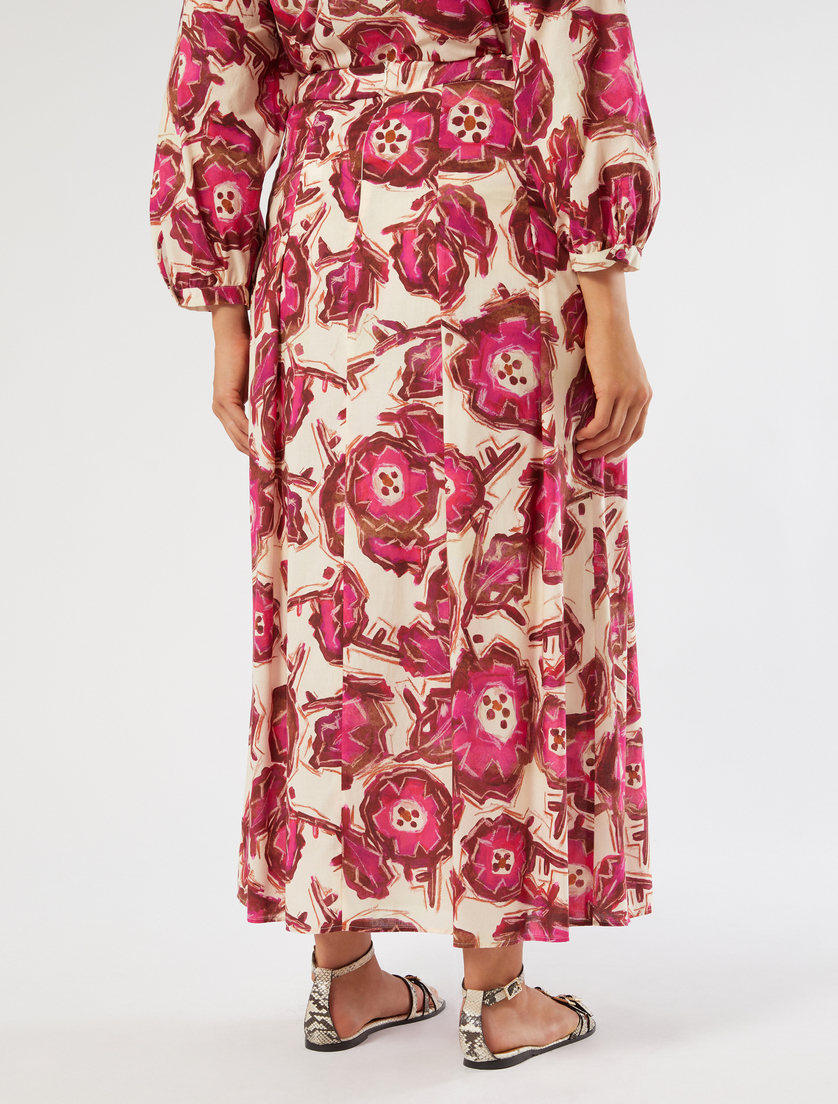 Long cotton poplin skirt - POWDER - Marina Rinaldi - 4