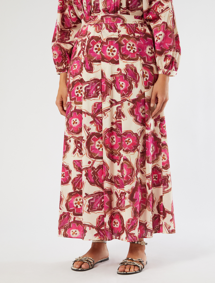 Long cotton poplin skirt - POWDER - Marina Rinaldi - 3