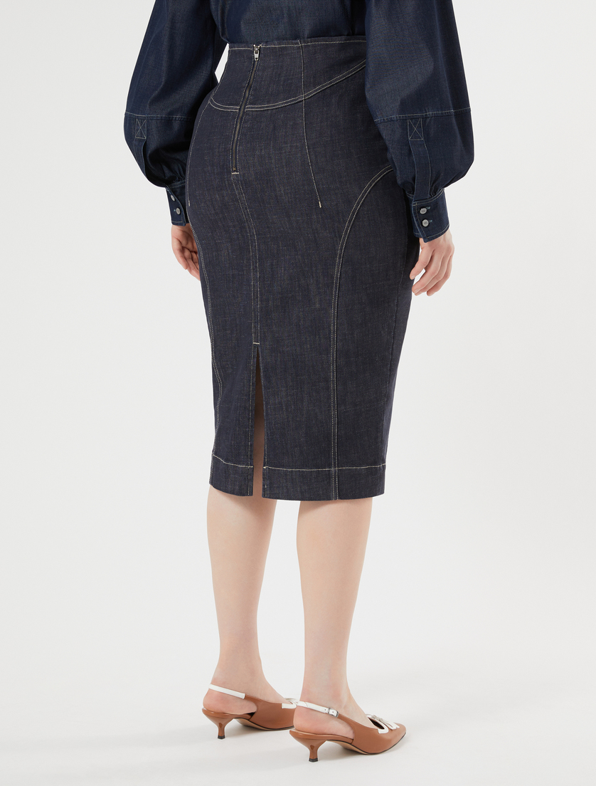 Bleistiftrock aus Baumwollstretch - NACHTBLAU - Marina Rinaldi - 4