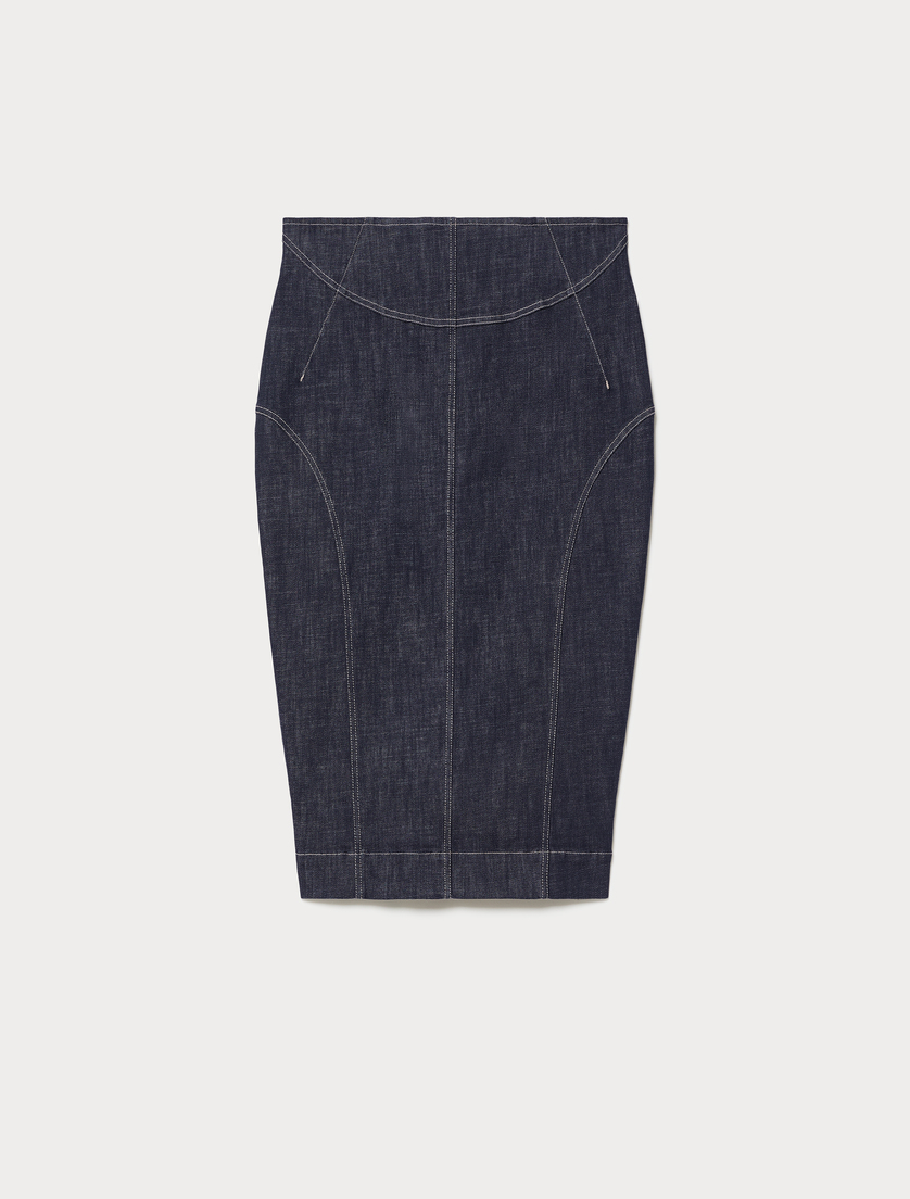 Bleistiftrock aus Baumwollstretch - NACHTBLAU - Marina Rinaldi