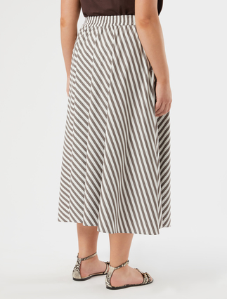 Stretch cotton poplin skirt - CHOCOLATE - Marina Rinaldi - 4