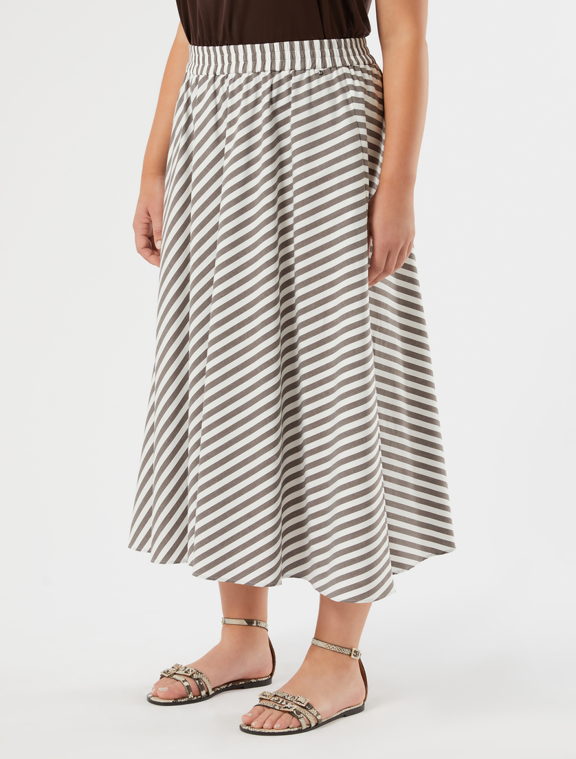 Stretch cotton poplin skirt - CHOCOLATE - Marina Rinaldi - 3