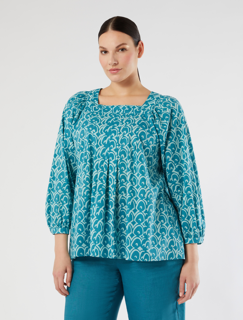 Cotton poplin blouse - GREEN - Marina Rinaldi - 3