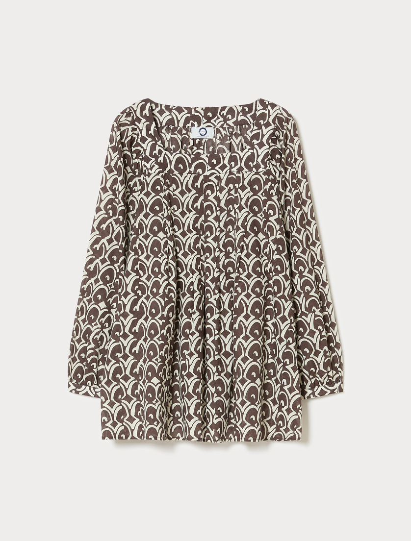 Cotton poplin blouse - BROWN - Marina Rinaldi