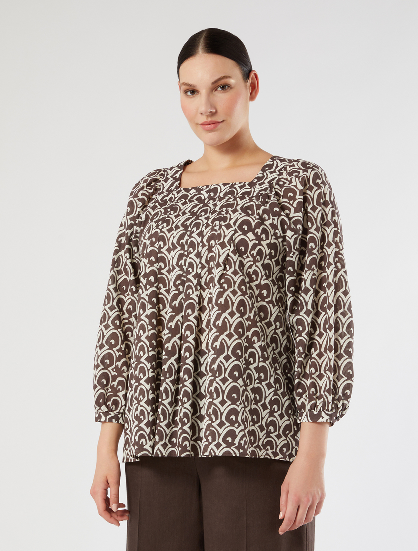 Cotton poplin blouse - BROWN - Marina Rinaldi - 3