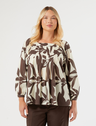 Bluse aus Baumwollpopeline - ELFENBEINFARBEN