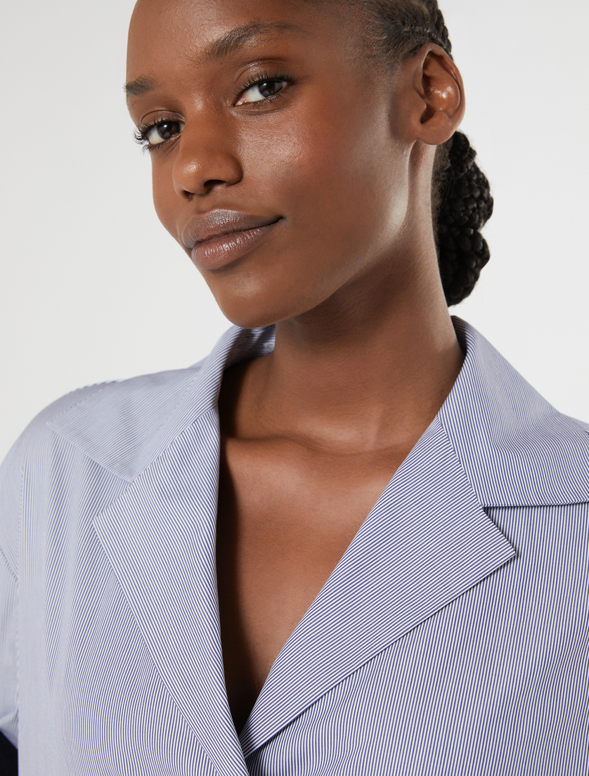 Striped poplin shirt - WHITE BLUE - Marina Rinaldi - 5