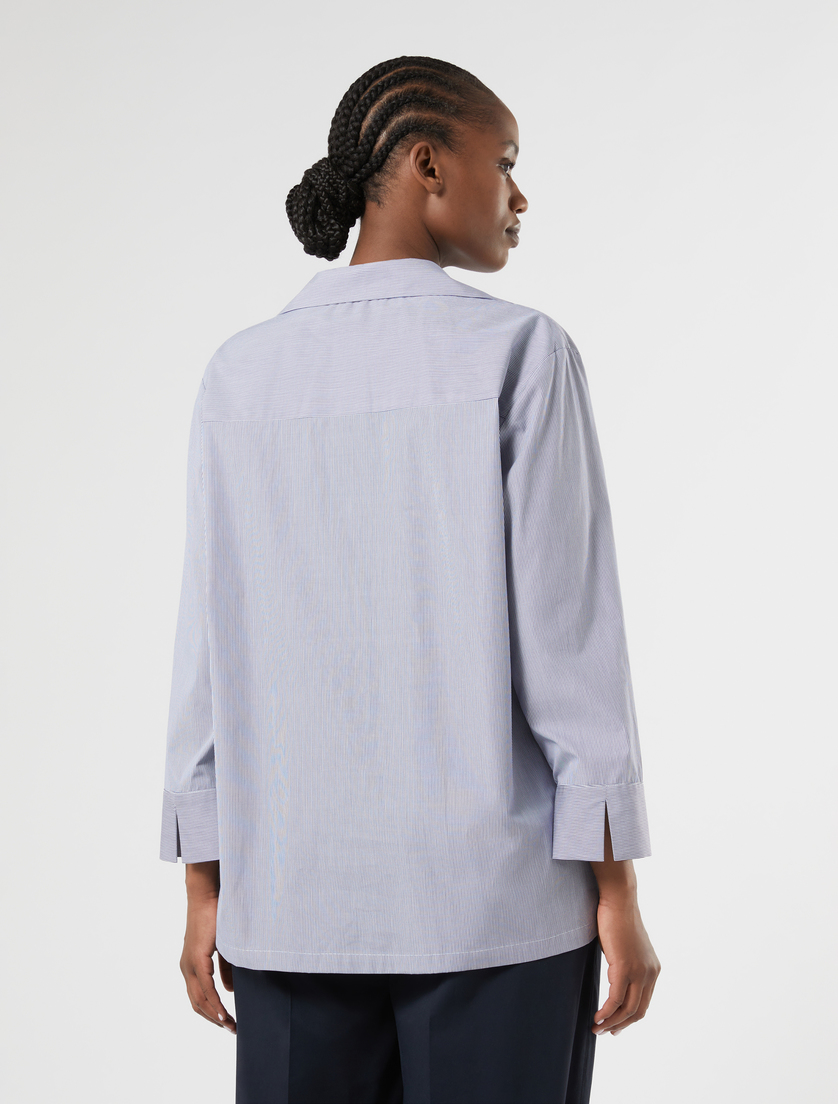 Striped poplin shirt - WHITE BLUE - Marina Rinaldi - 4