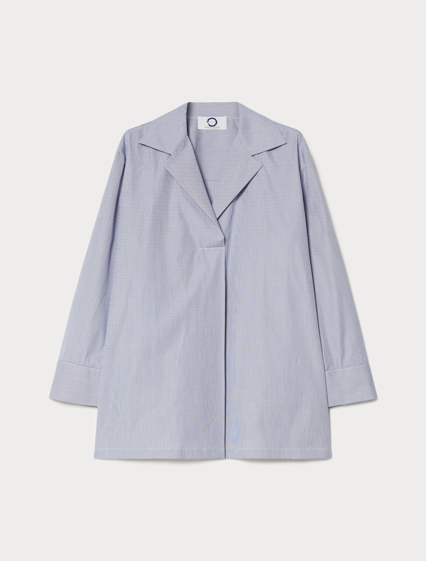 Striped poplin shirt - WHITE BLUE - Marina Rinaldi