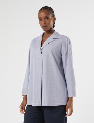 Striped poplin shirt - WHITE BLUE