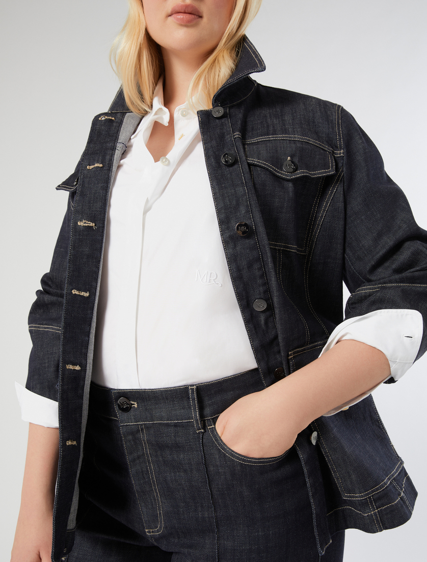 Πουκάμισο από βαμβακερή πoπλίνα - ΑΣΠΡΟ - Marina Rinaldi - 5