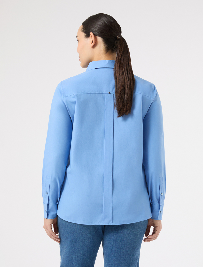 Camicia in popeline di cotone - AZZURRO - Marina Rinaldi - 4