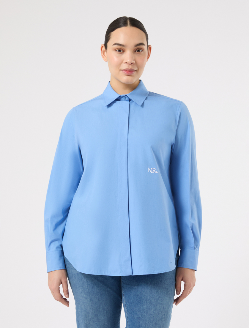 Camicia in popeline di cotone - AZZURRO - Marina Rinaldi - 3