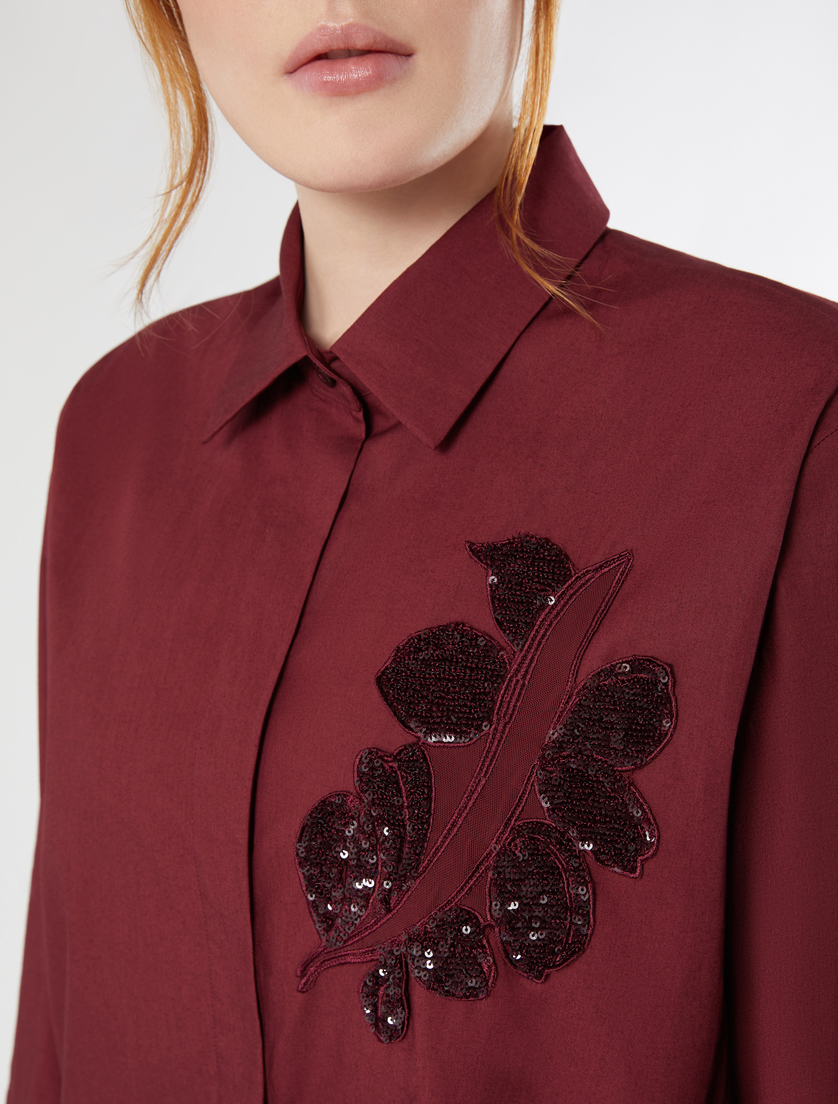 Embroidered poplin shirt - WINE-COLOURED - Marina Rinaldi - 5