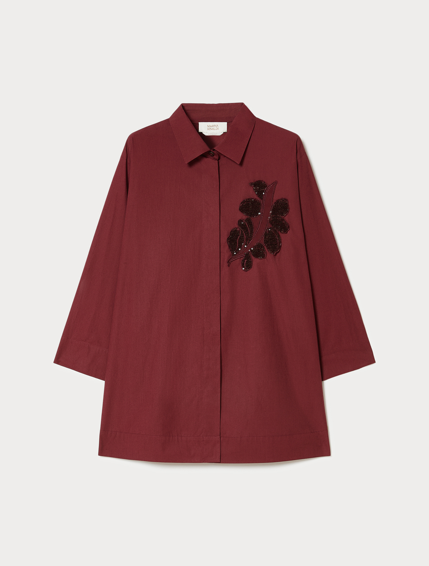 Embroidered poplin shirt - WINE-COLOURED - Marina Rinaldi