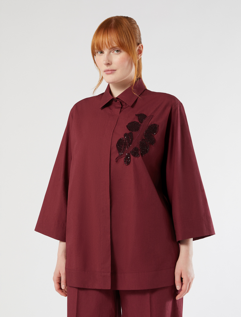 Embroidered poplin shirt - WINE-COLOURED - Marina Rinaldi - 3