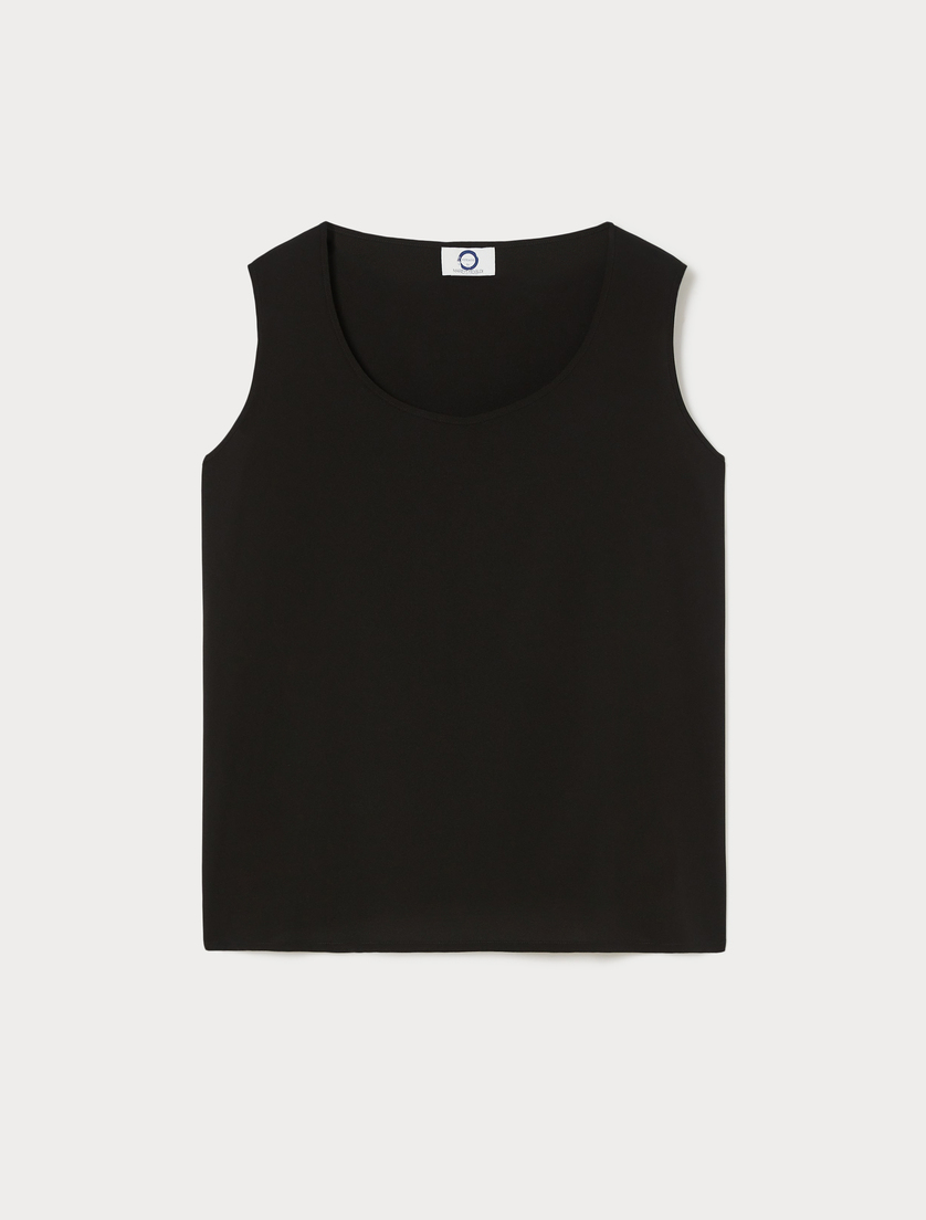 Flowing crêpe top - BLACK - Marina Rinaldi