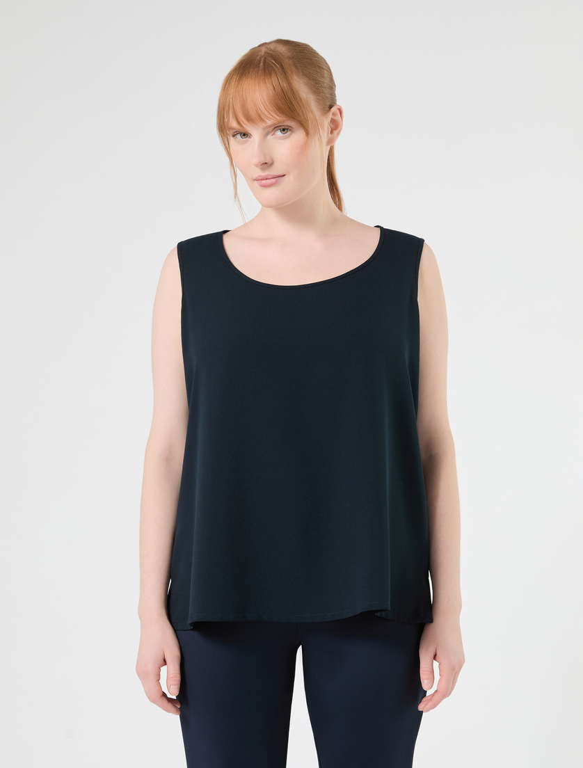 Flowing crêpe top - MIDNIGHTBLUE - Marina Rinaldi - 3