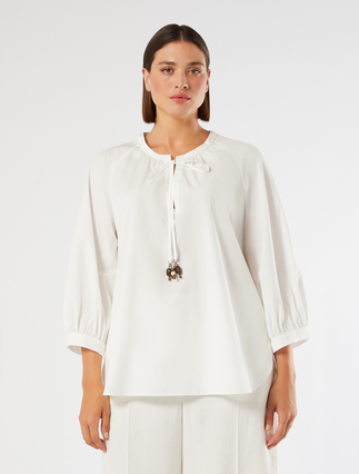 Bluse aus Baumwollpopeline - ELFENBEINFARBEN
