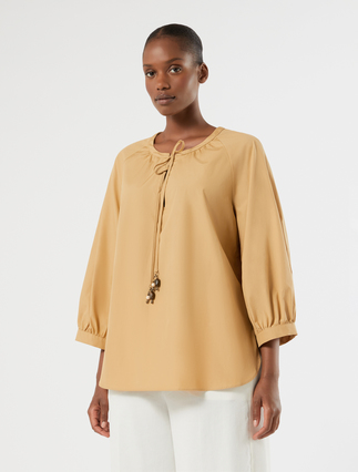 Cotton poplin blouse - CAMEL - Marina Rinaldi - 3