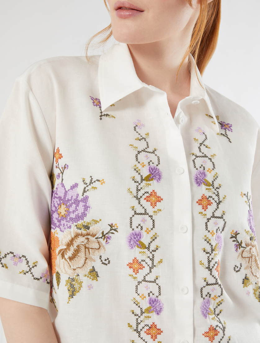 Chemise en toile de coton avec broderies - IVOIRE - Marina Rinaldi - 5