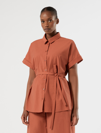 Cotton canvas shirt - TERRA COTTA