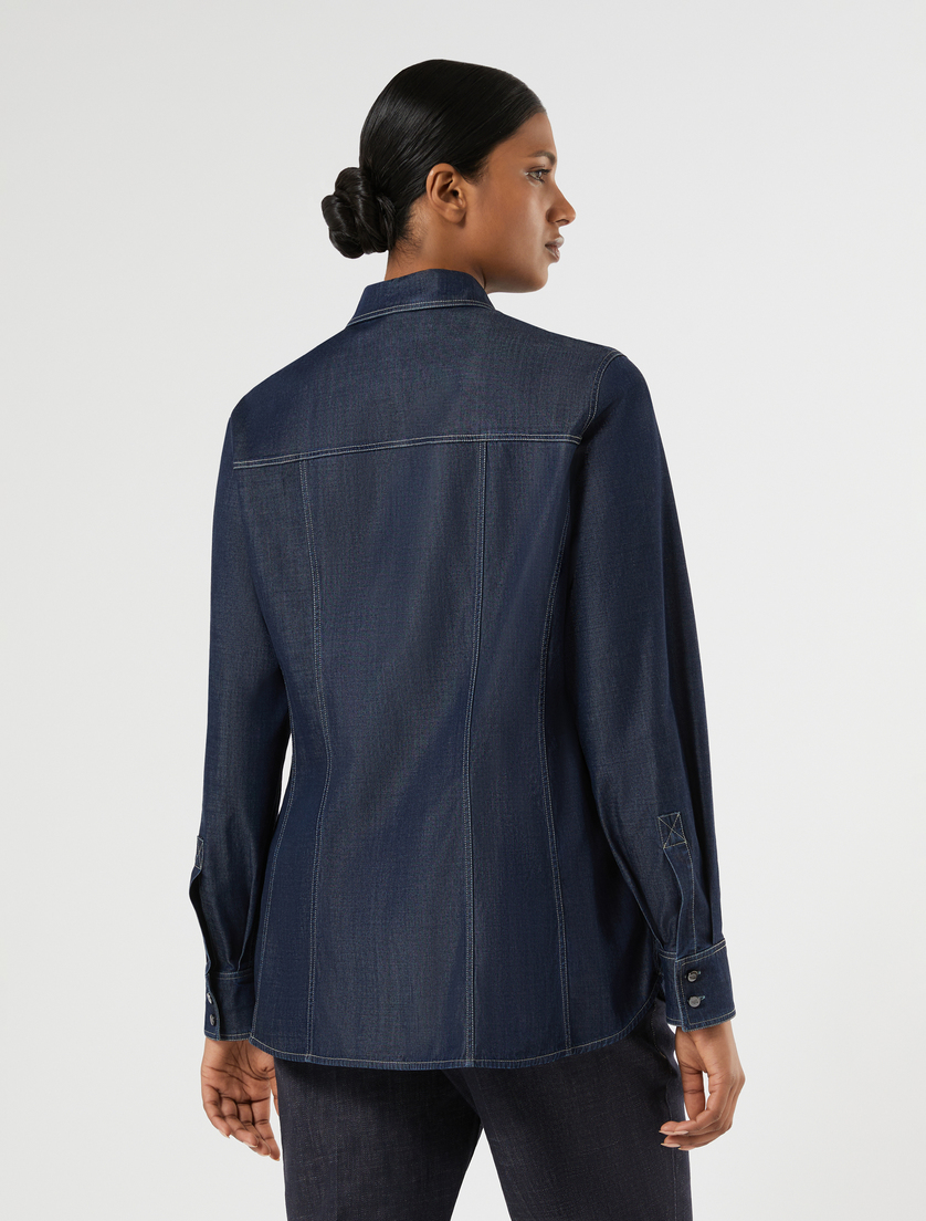 Camicia in twill tencel - BLU - Marina Rinaldi - 4