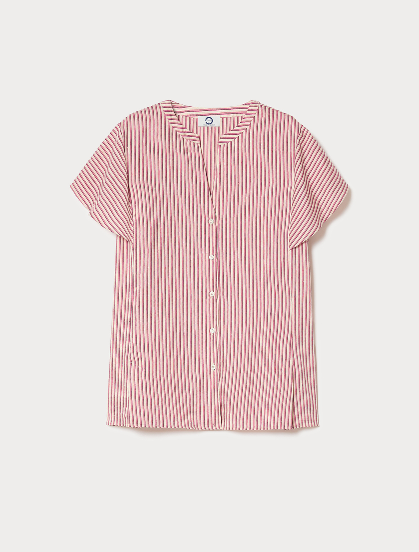 Linen and silk canvas shirt - BEIGE PINK - Marina Rinaldi