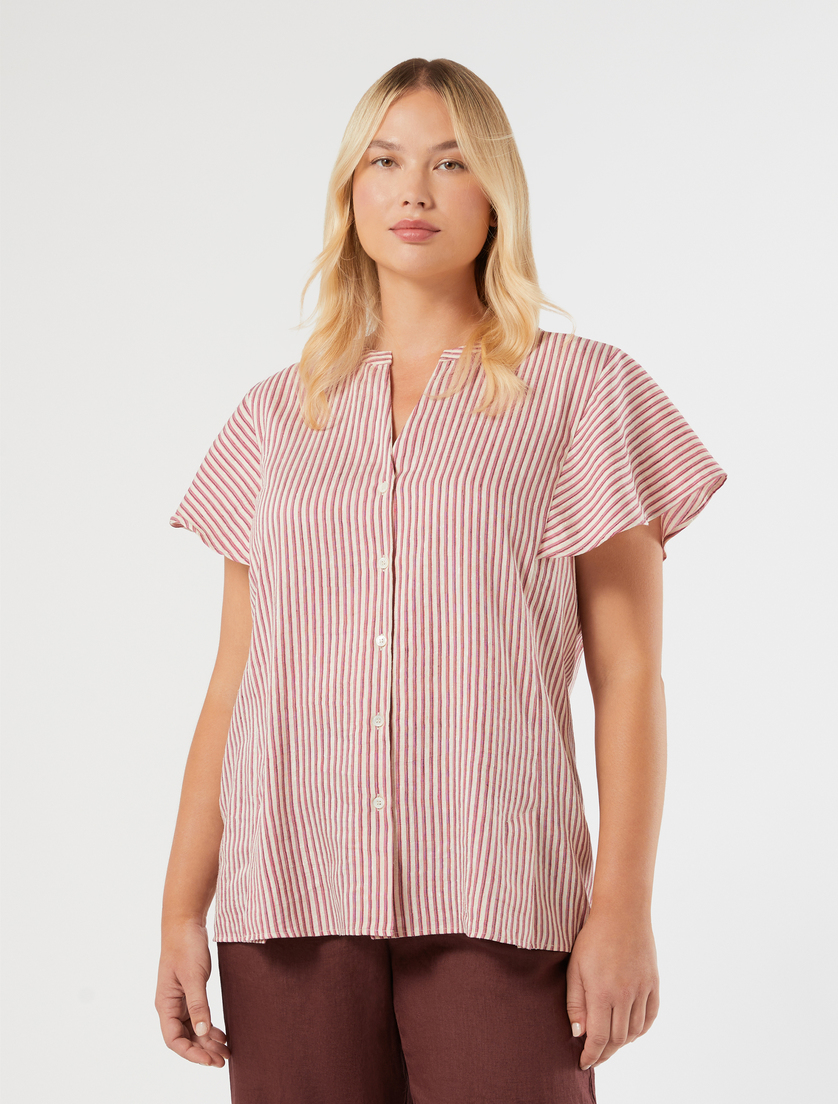 Linen and silk canvas shirt - BEIGE PINK - Marina Rinaldi - 3
