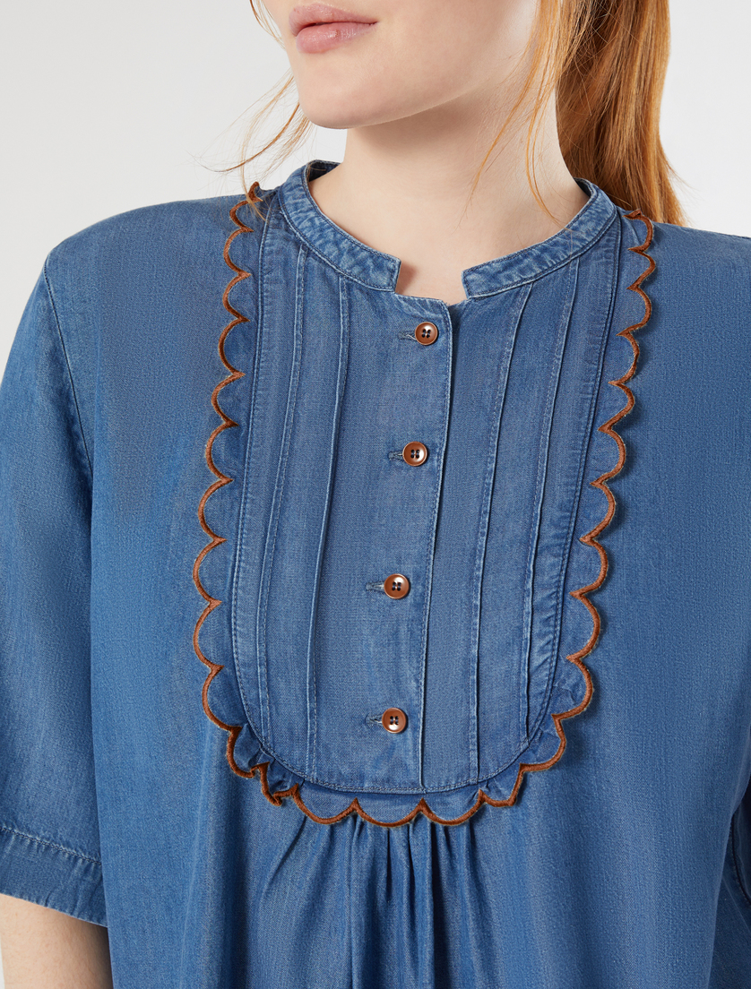 Embroidered denim blouse - NAVY - Marina Rinaldi - 5