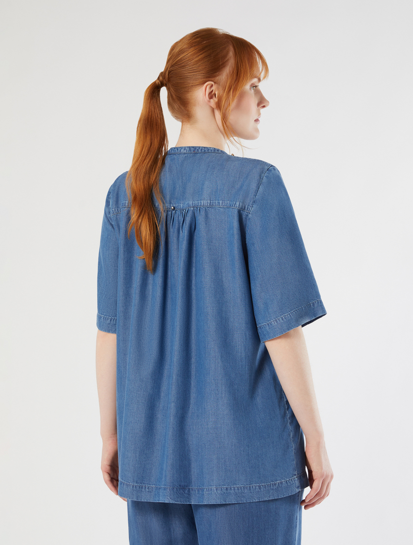 Embroidered denim blouse - NAVY - Marina Rinaldi - 4
