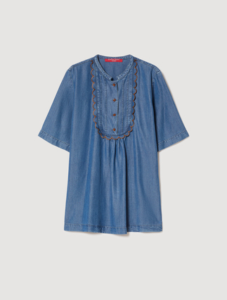 Embroidered denim blouse - Marina Rinaldi