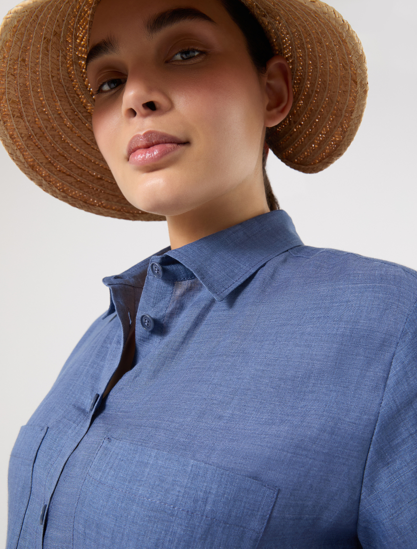 Linen shirt - CORNFLOWER BLUE - Marina Rinaldi - 5