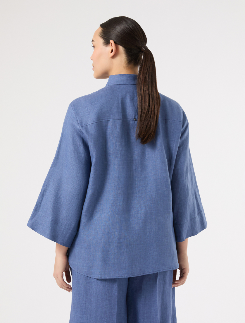 Linen shirt - CORNFLOWER BLUE - Marina Rinaldi - 4