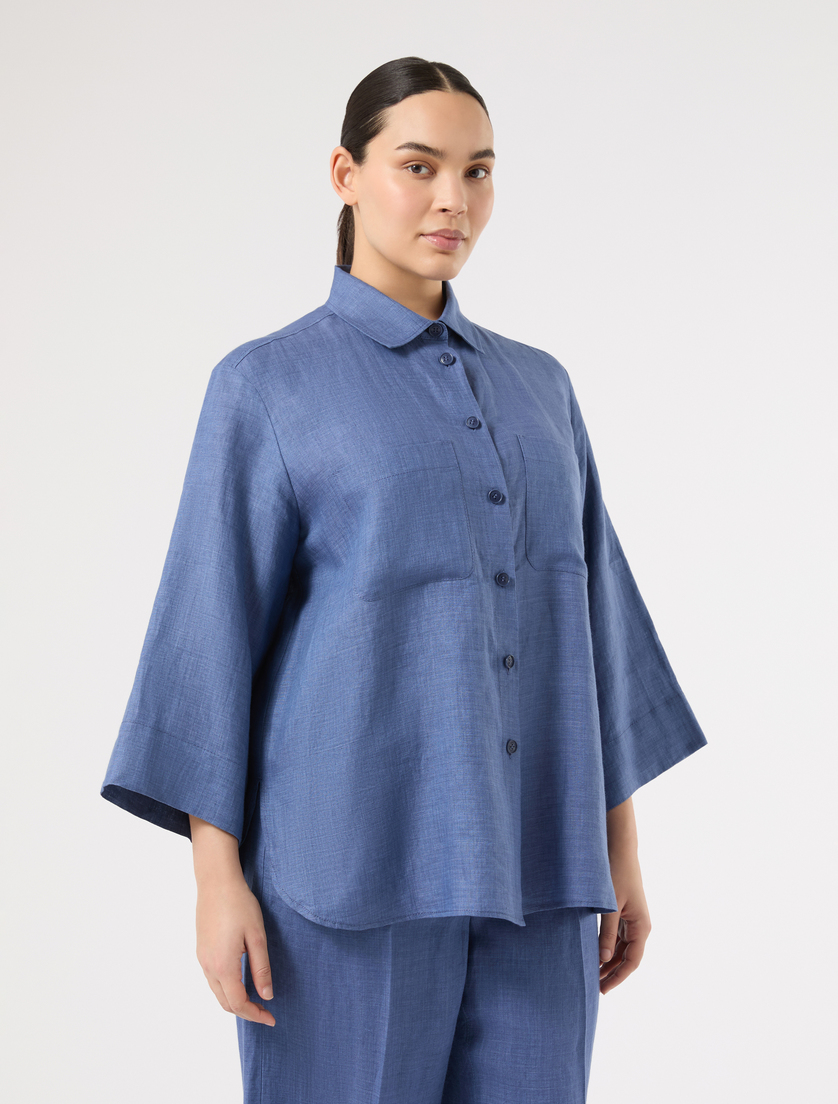 Linen shirt - CORNFLOWER BLUE - Marina Rinaldi - 3