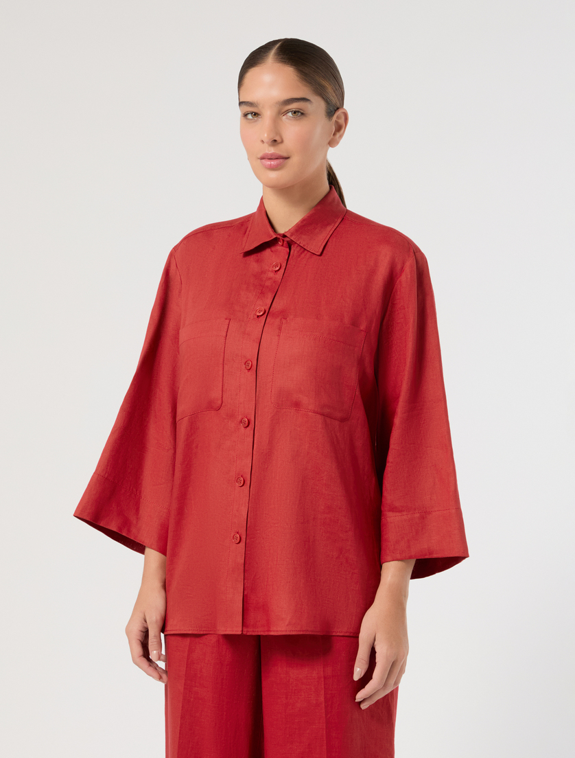 Linen shirt - RED - Marina Rinaldi - 3
